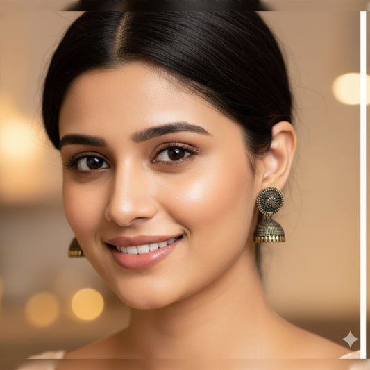 Black Golden Toned Small Jhumki