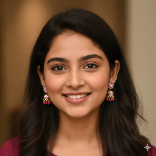 Pink Round Top Small Jhumki