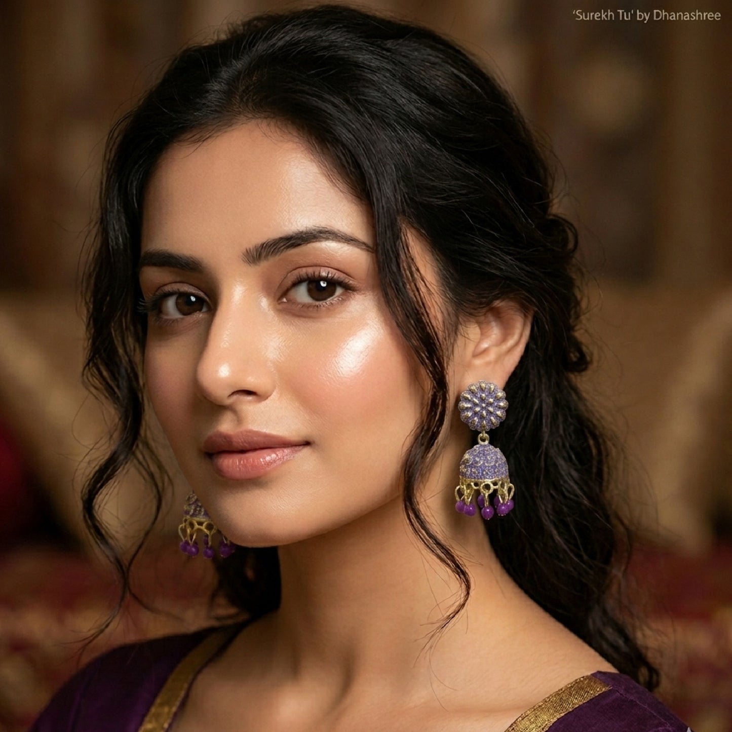 Lavender Floral Small Jhumki