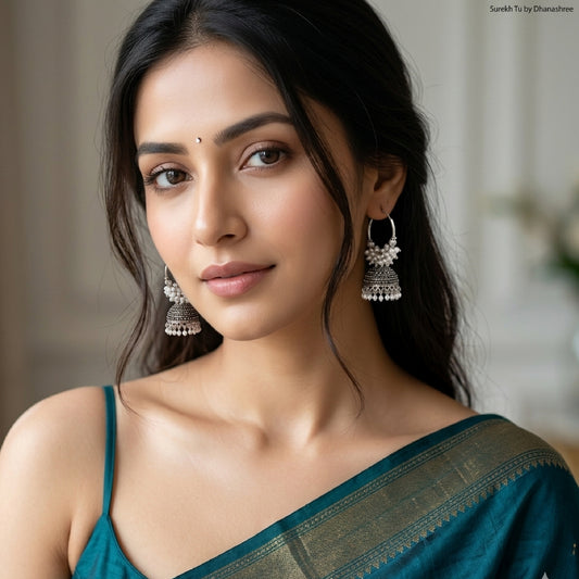 Oxidized Silver Medium Hoop Jhumki