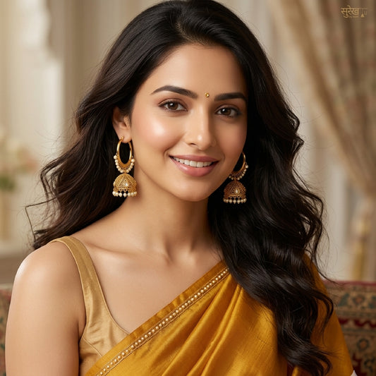 Intricate Golden Hoop Jhumki