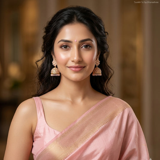 Floral Baby Pink Jhumki