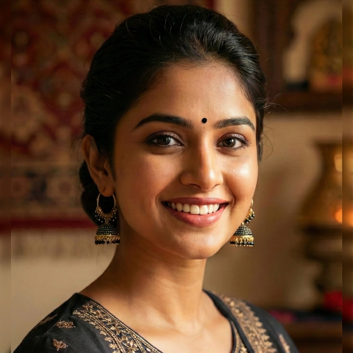 Black Medium Hoop Jhumki