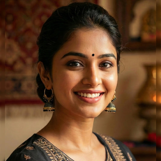 Black Medium Hoop Jhumki