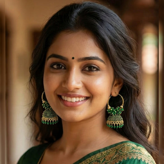 Bottle Green Medium Hoop Jhumki