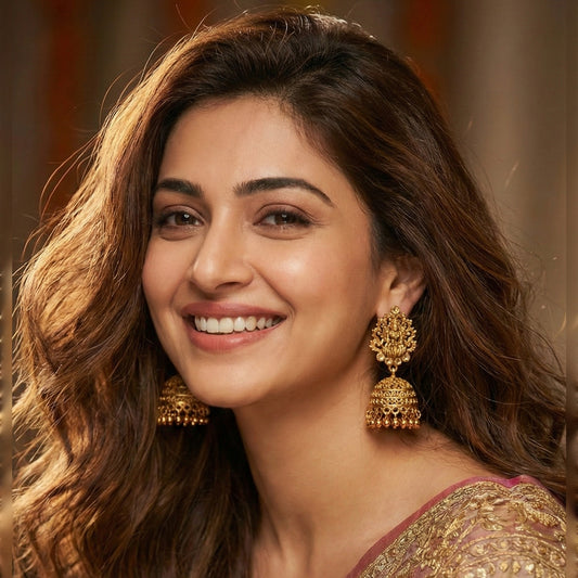 Golden intricate Temple Jhumkis