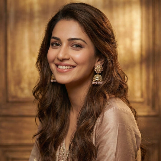 Floral Peach Coloured Jhumki