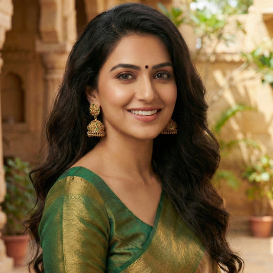 Bottle Green Rich Design Temple Jhumki