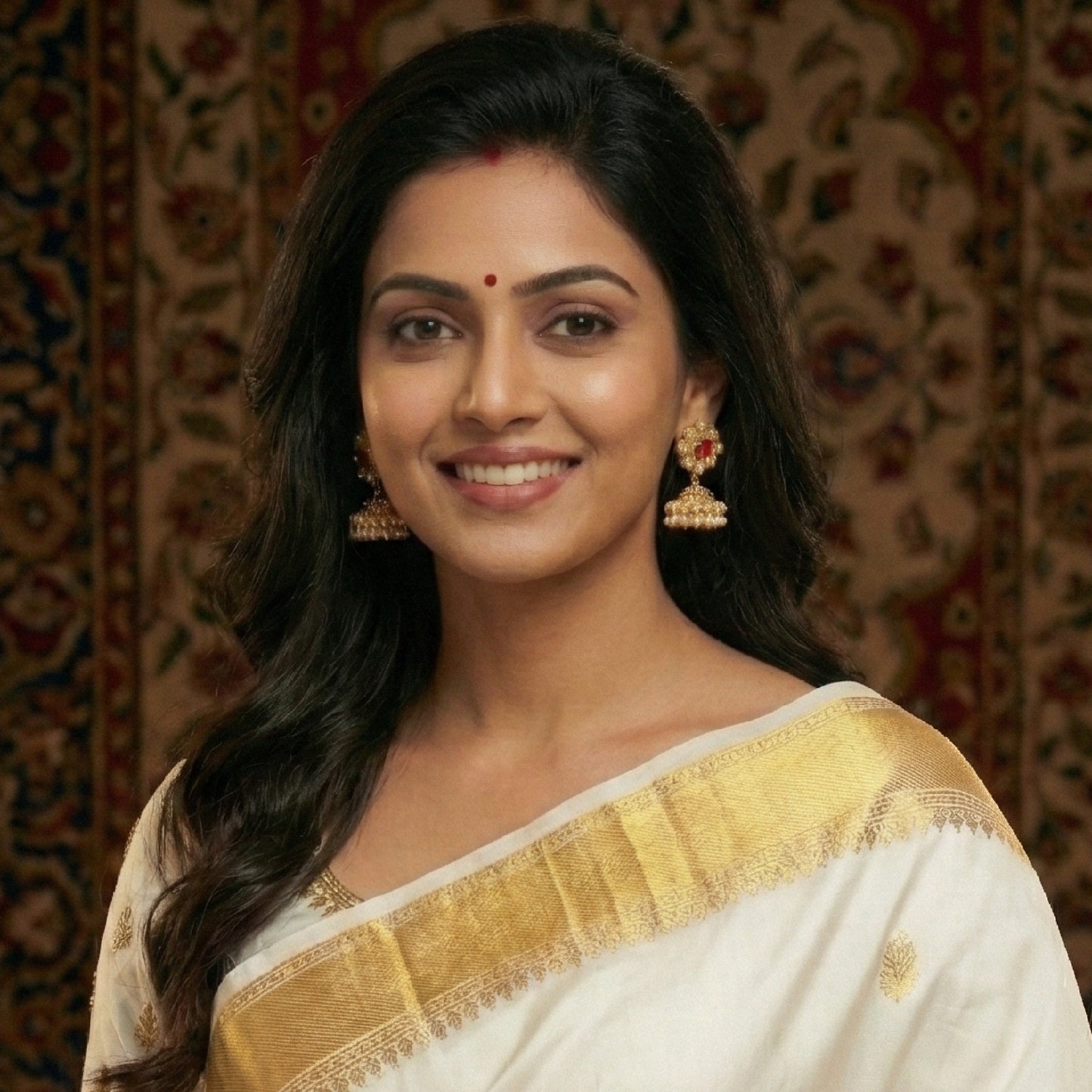South Indian Floral Pearl Jhumki