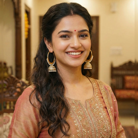 Big Golden Pearl Hoops Jhumki