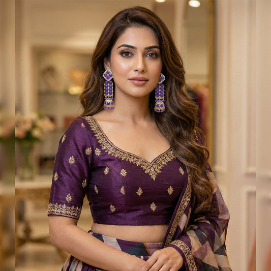 Purple Long Stone Jhumki