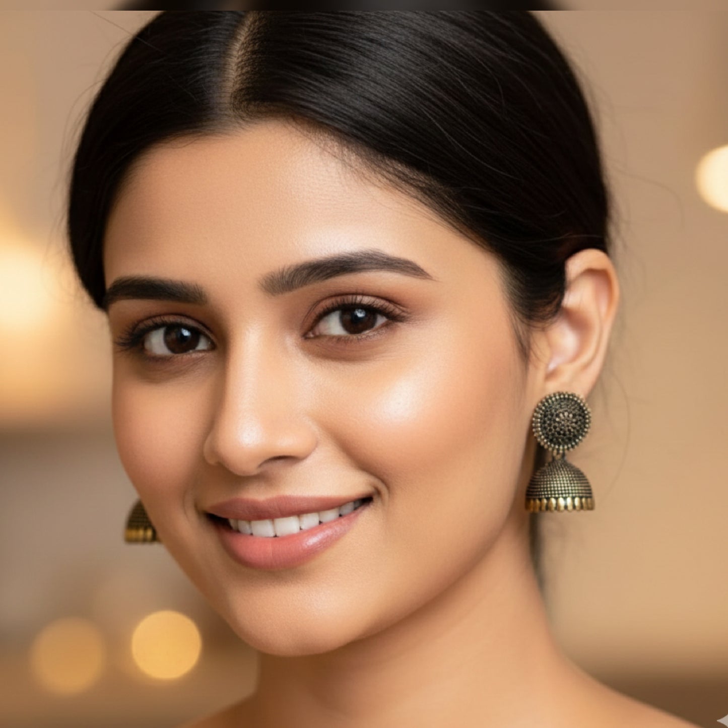 Black Golden Toned Small Jhumki