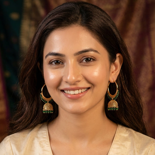 Bottle Green Jaali Hoop Jhumki