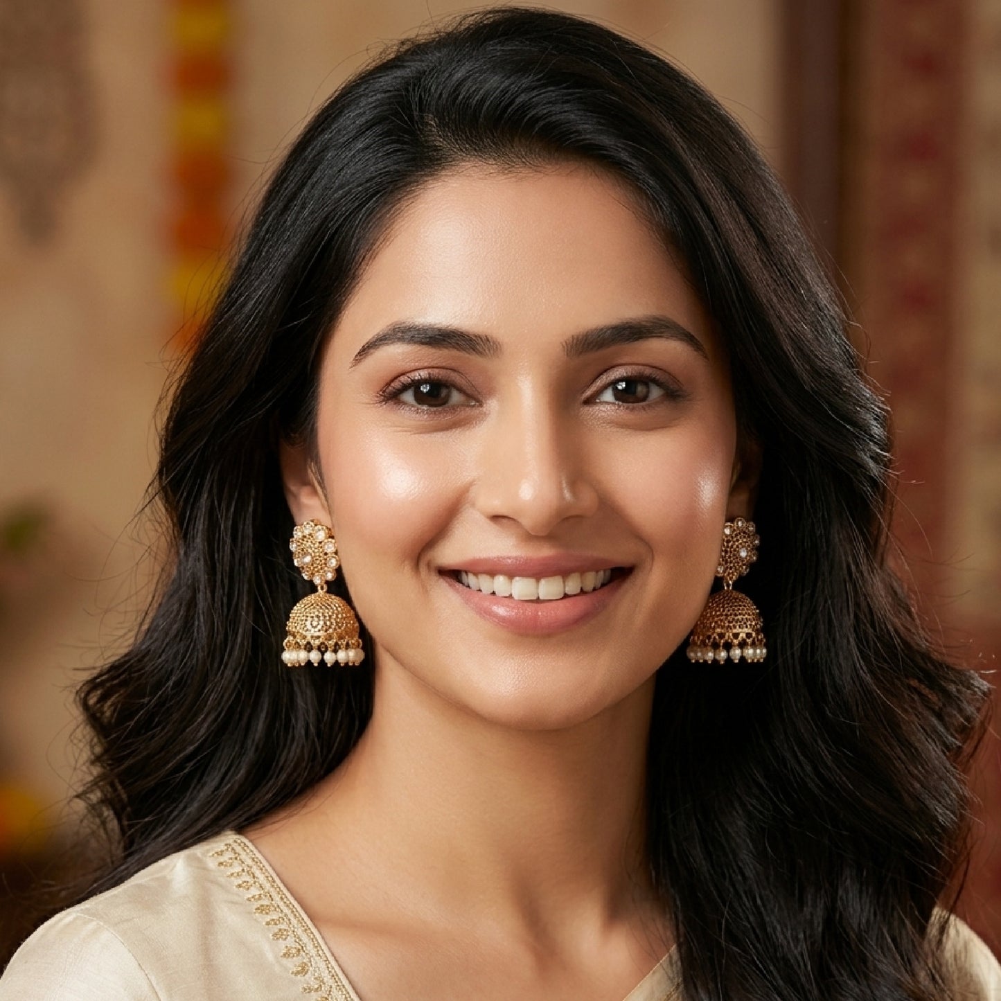 Floral Rosegold Jhumki