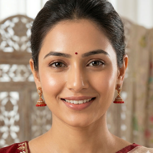 Red Beaded Keri Small Jhumki