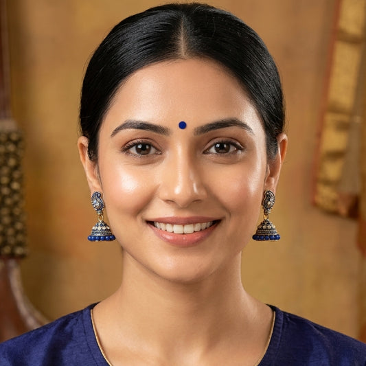 Blue Beaded Keri Small Jhumki