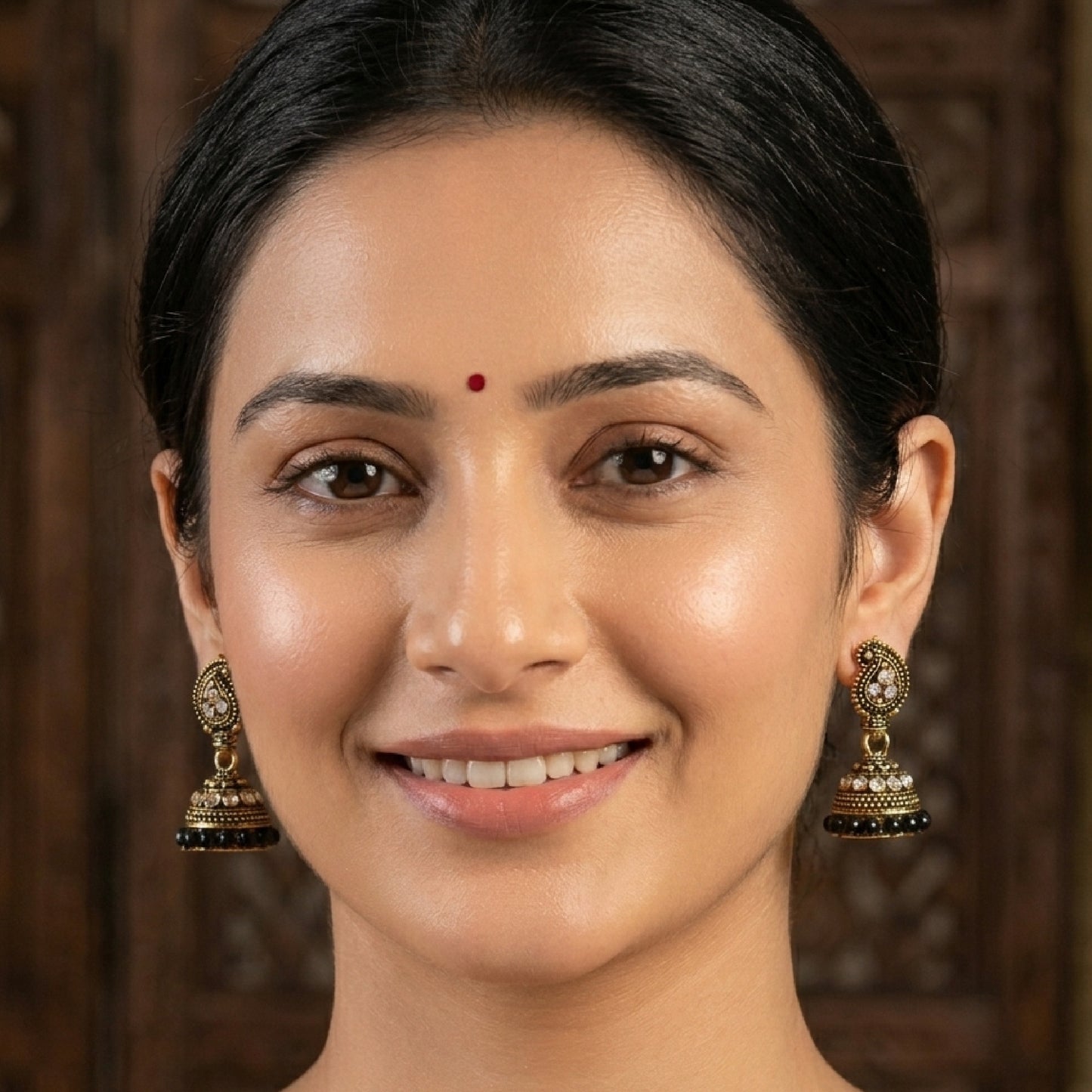 Black Beaded Keri Small Jhumki
