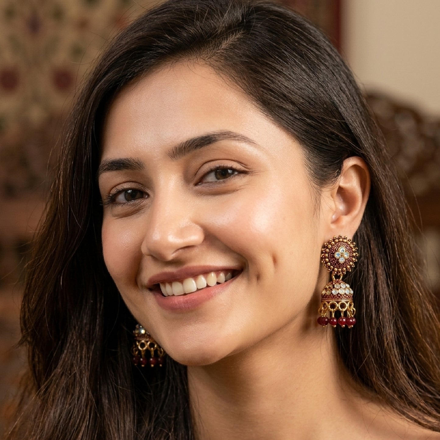 Maroon Round Top Small Jhumki