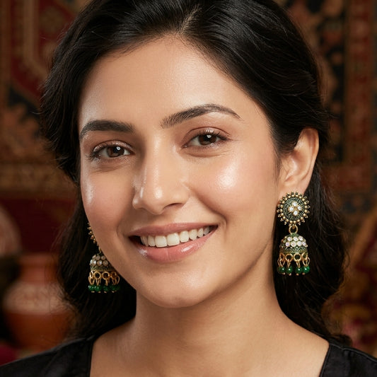 Green Round Top Small Jhumki