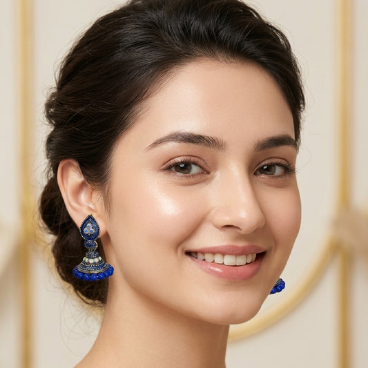 Blue Leaf Shaped Jhumki