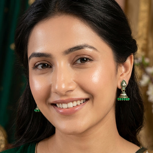 Green Leaf Shaped Jhumki
