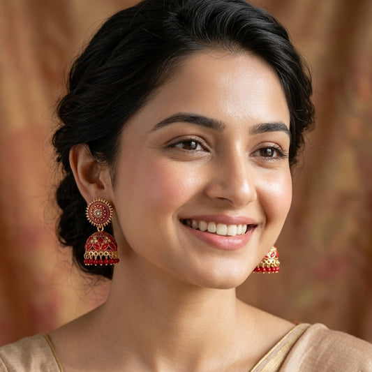 Red Round Jaali Jhumki