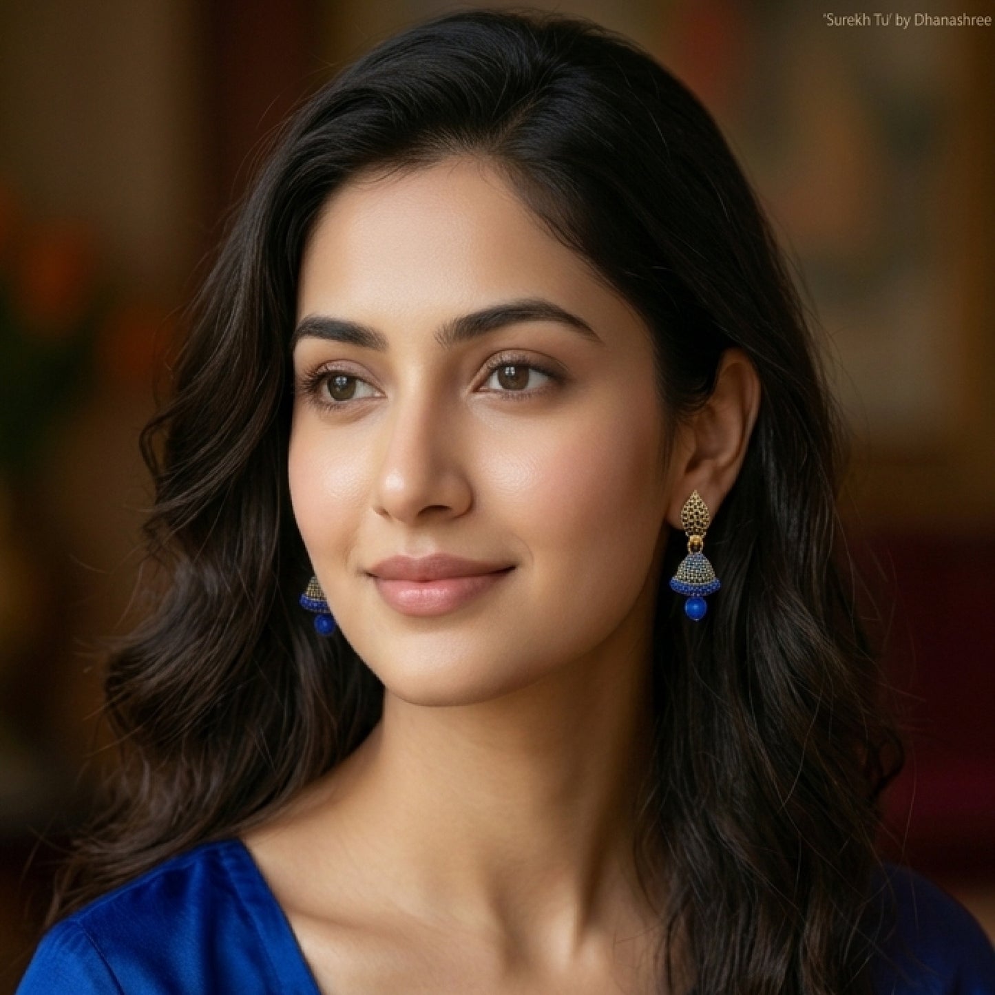 Blue  Leaf Shaped Jaali top Jhumki