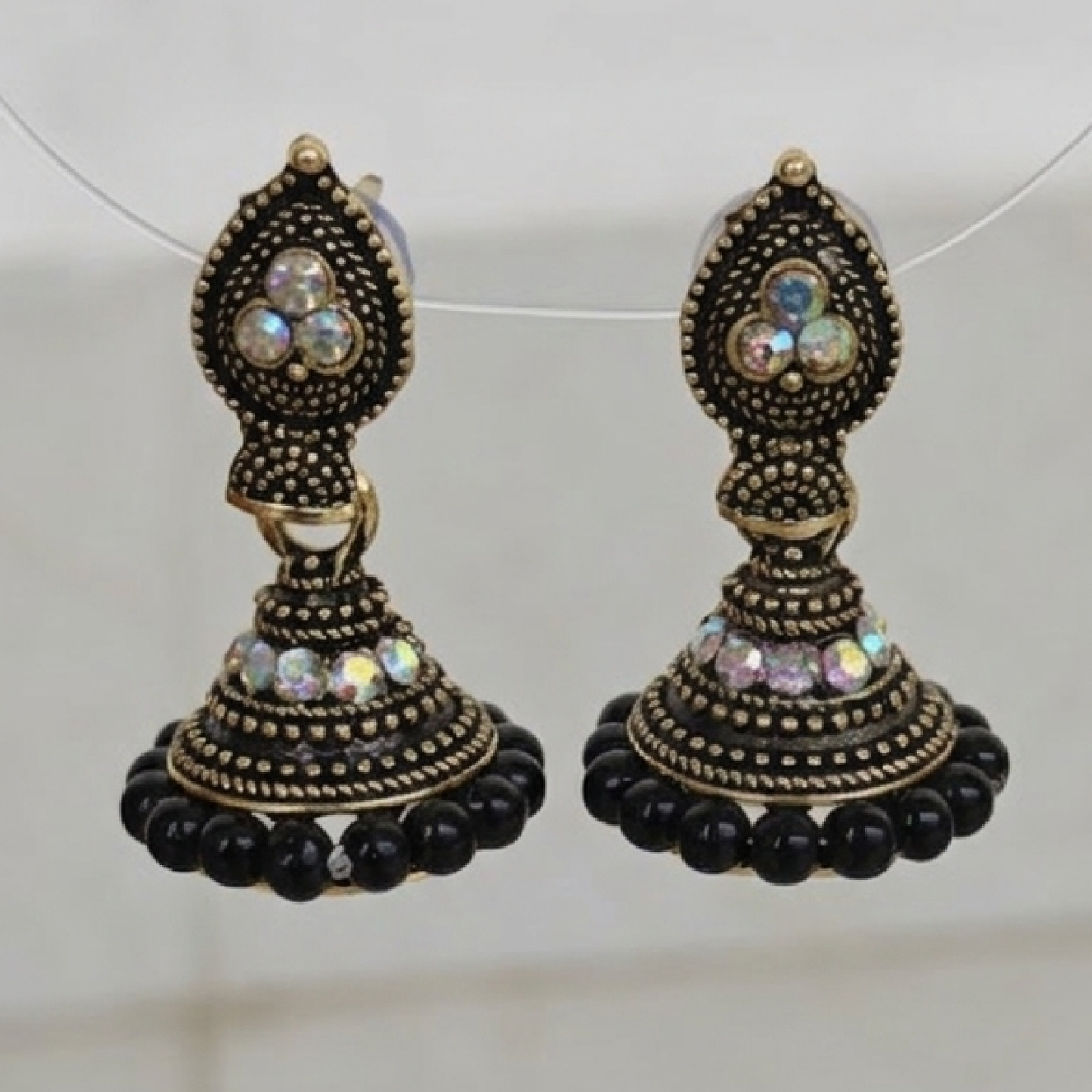 Black Leaf Shaped Jhumki