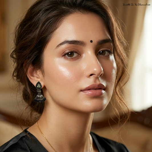 Black Leaf Shaped Jhumki