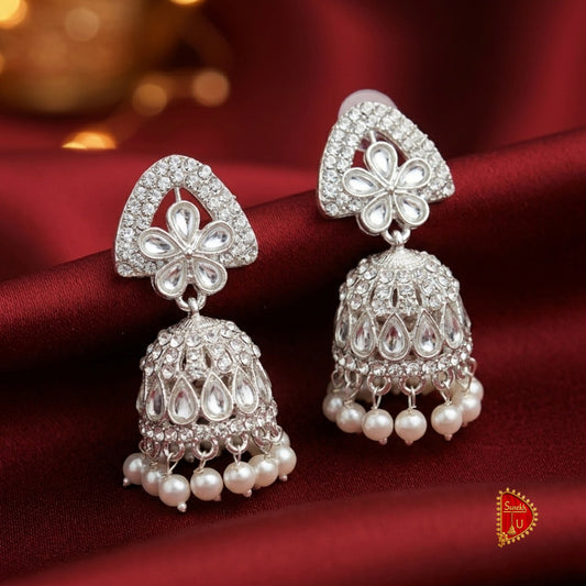 Triangle Silver Stones Jhumki medium