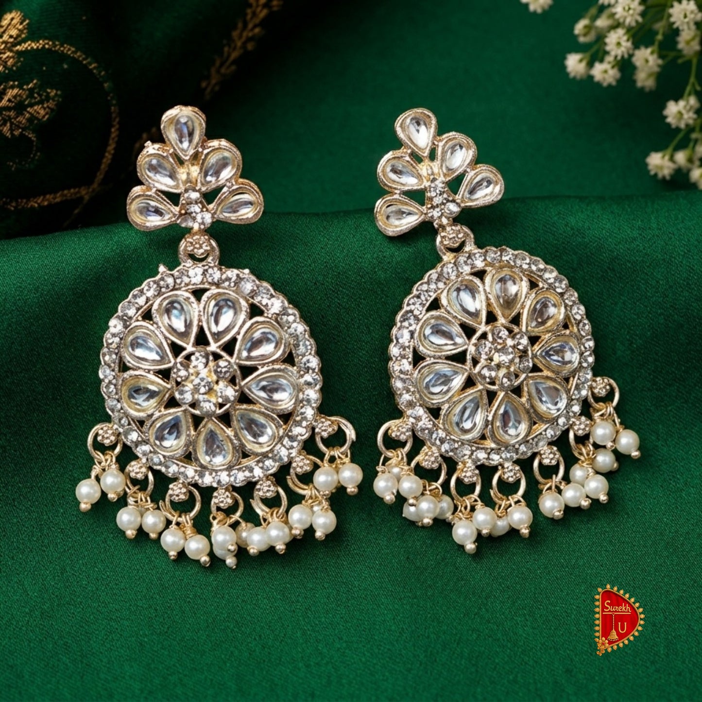 Silver Stones Floral Round Latkan