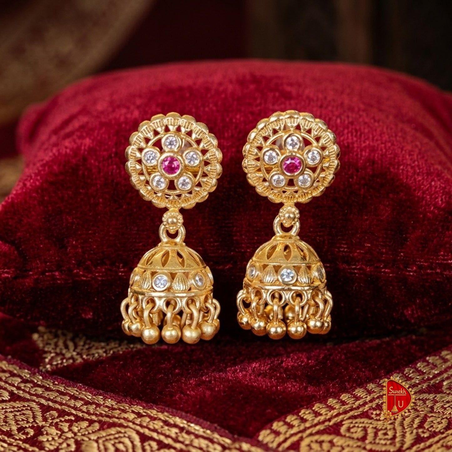 Maharashtrian Intricate Floral Jhumki smal