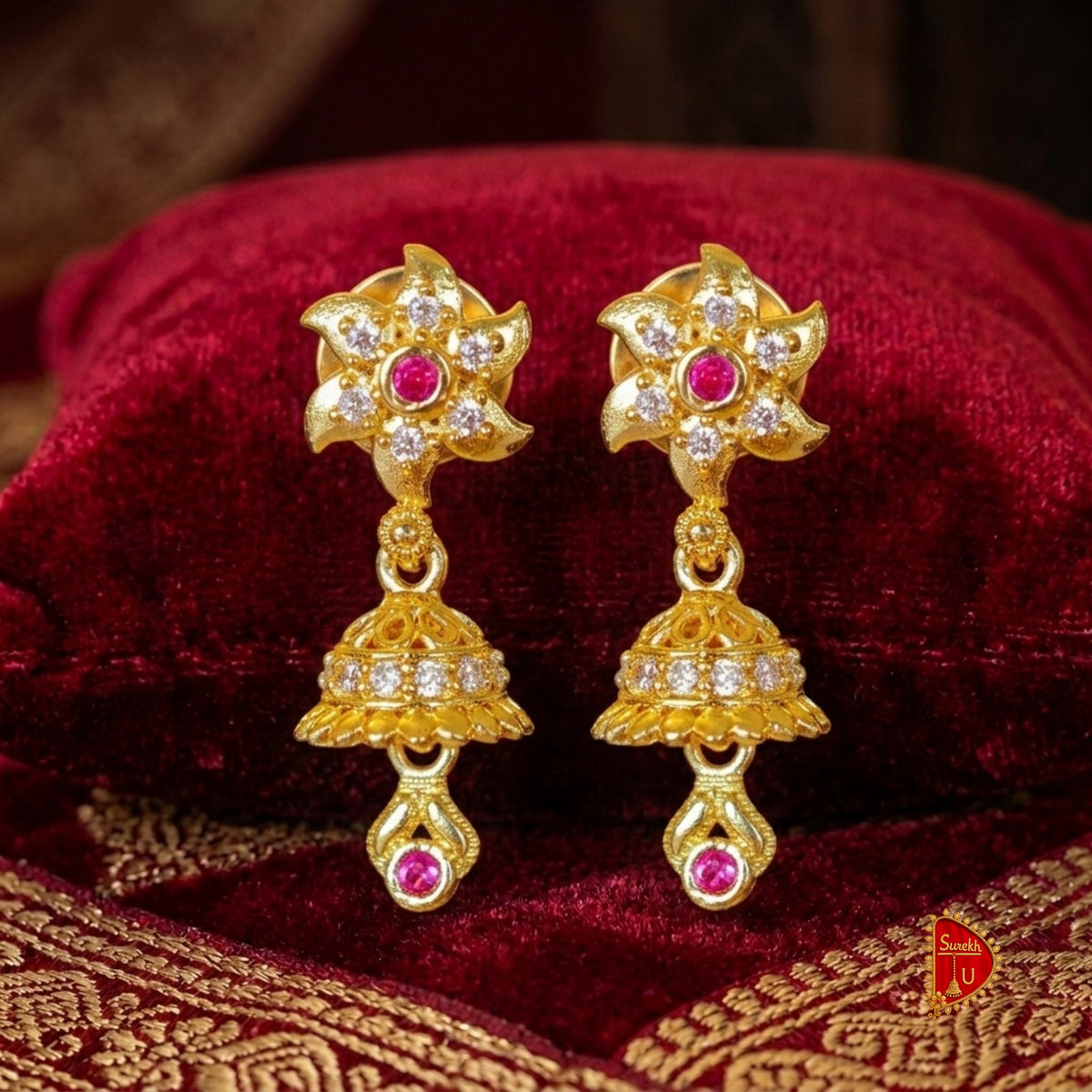 Maharashtrian Floral Chakri Jhumki small