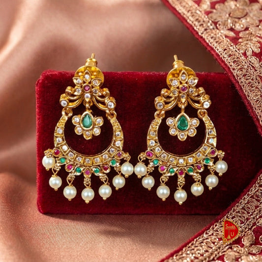 Golden Floral Chandbali small
