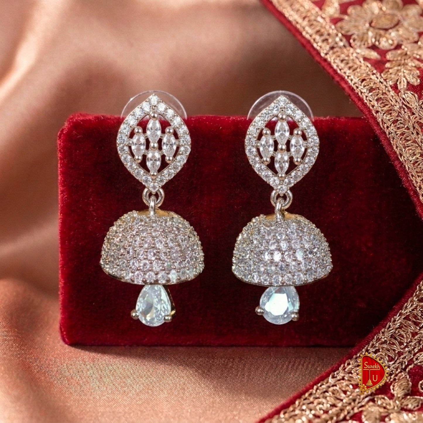 American Diamond Leaf Jhumki