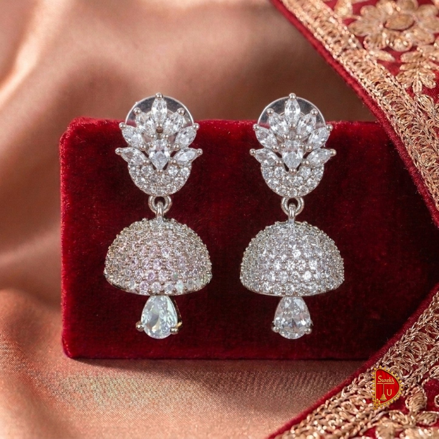 American Diamond Floral Jhumki