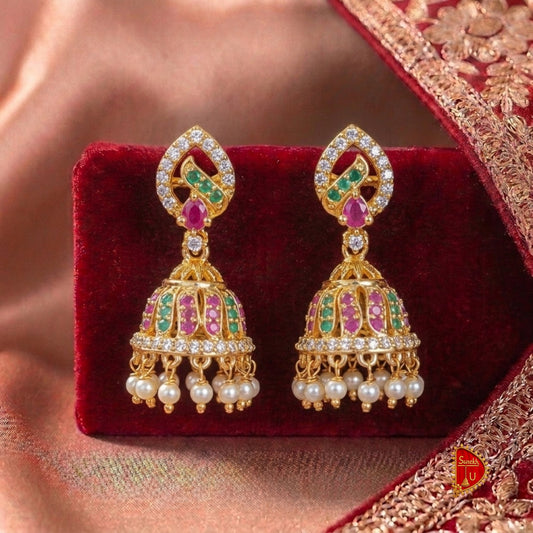 Mixed Stones AD Jhumki