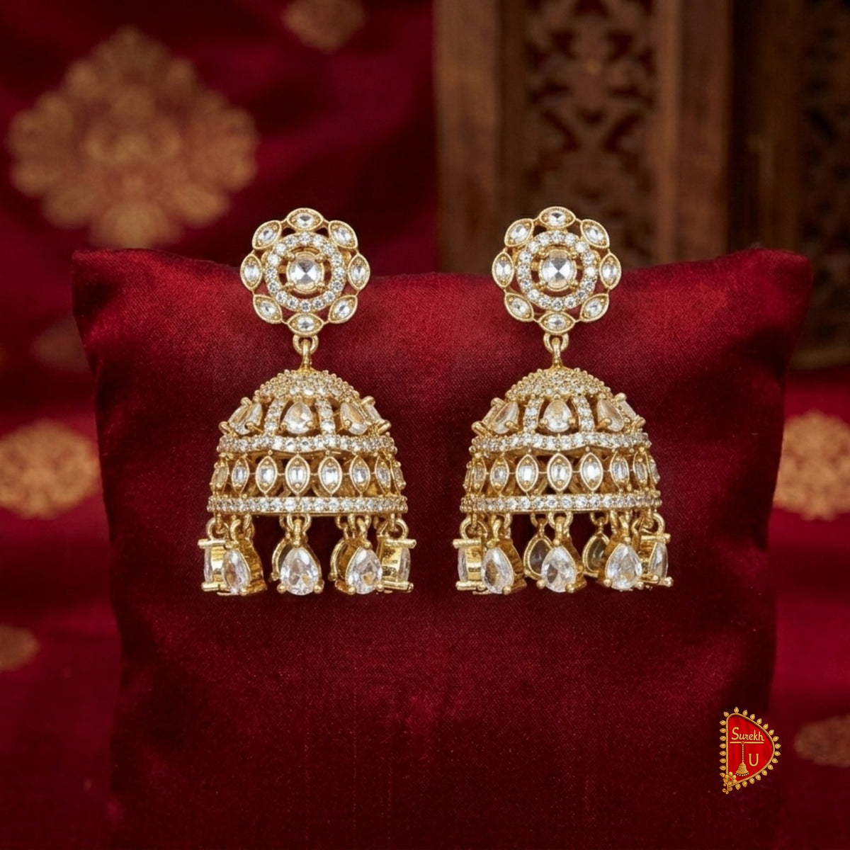Golden base Silver AD Jhumki