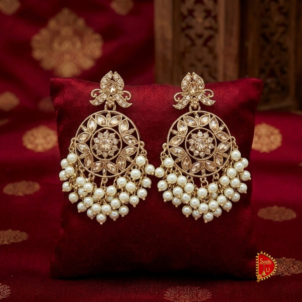 Rosegold Bud Pearl Chandbali