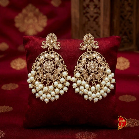 Rosegold Bud Pearl Chandbali