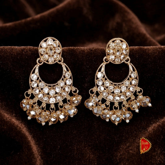 Rosegold Oval Stones Chandbalis