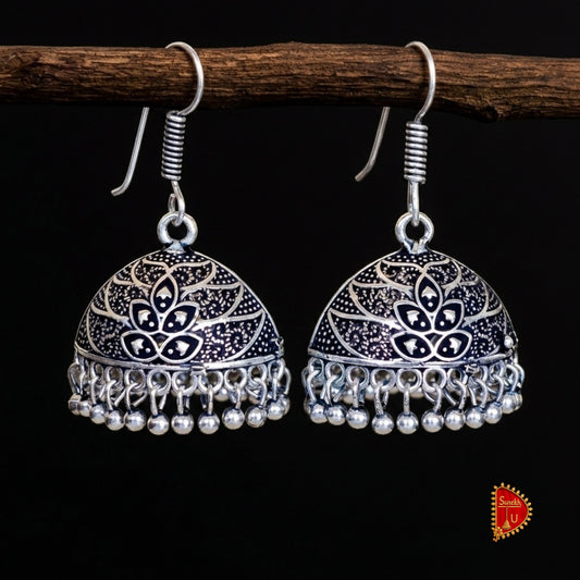 Dome shaped Oxidized Jhumki
