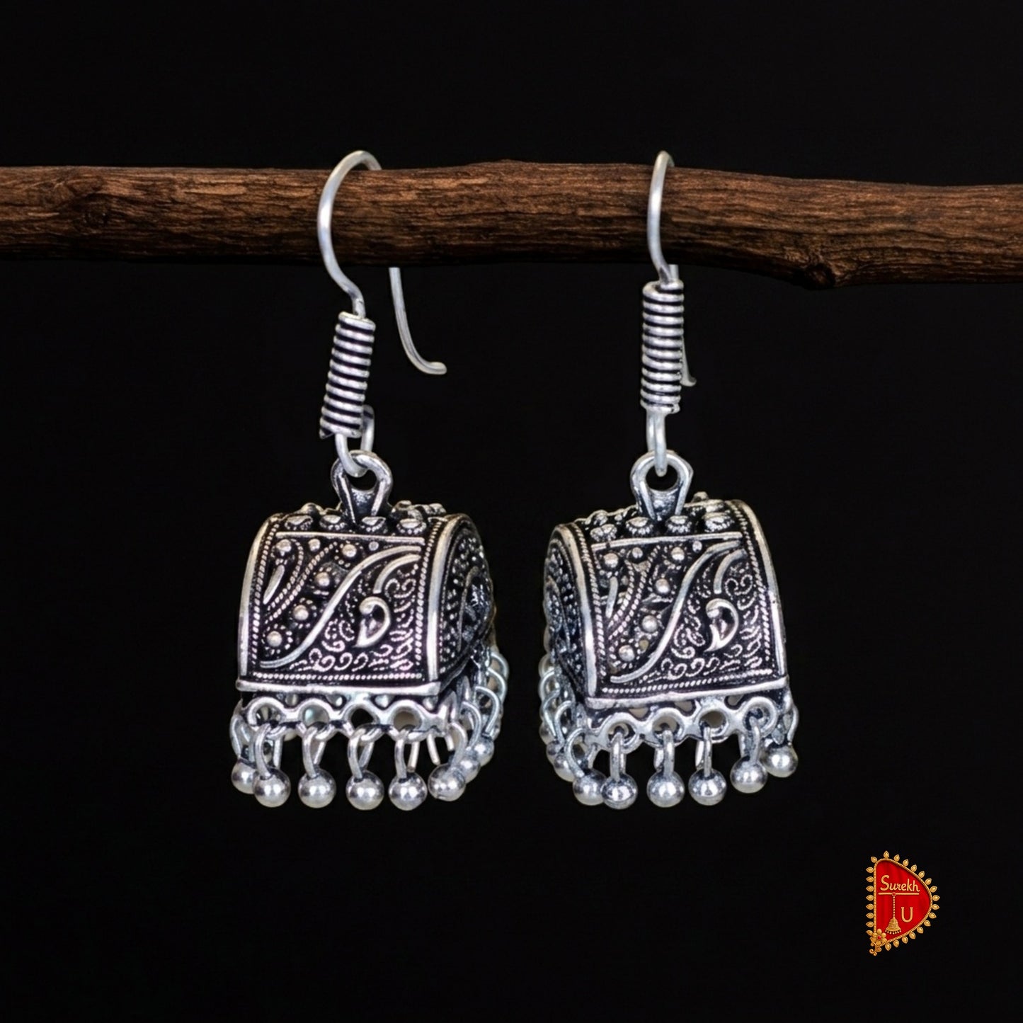 Doli Shaped Oxidized Jhumki