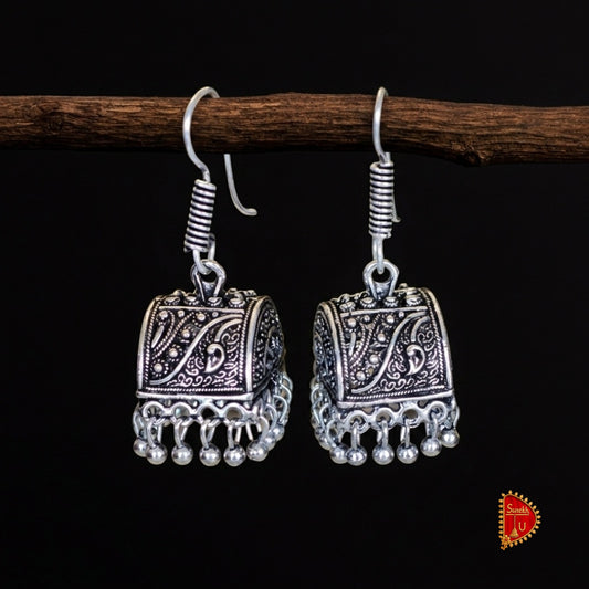Doli Shaped Oxidized Jhumki
