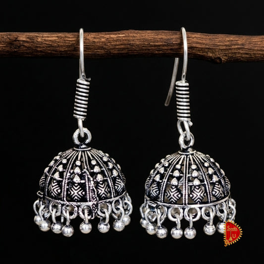 Dome Square design Oxidized Jhumki