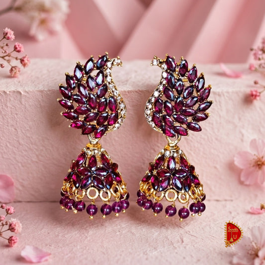 Pomogranate Wine Peacock Jhumki