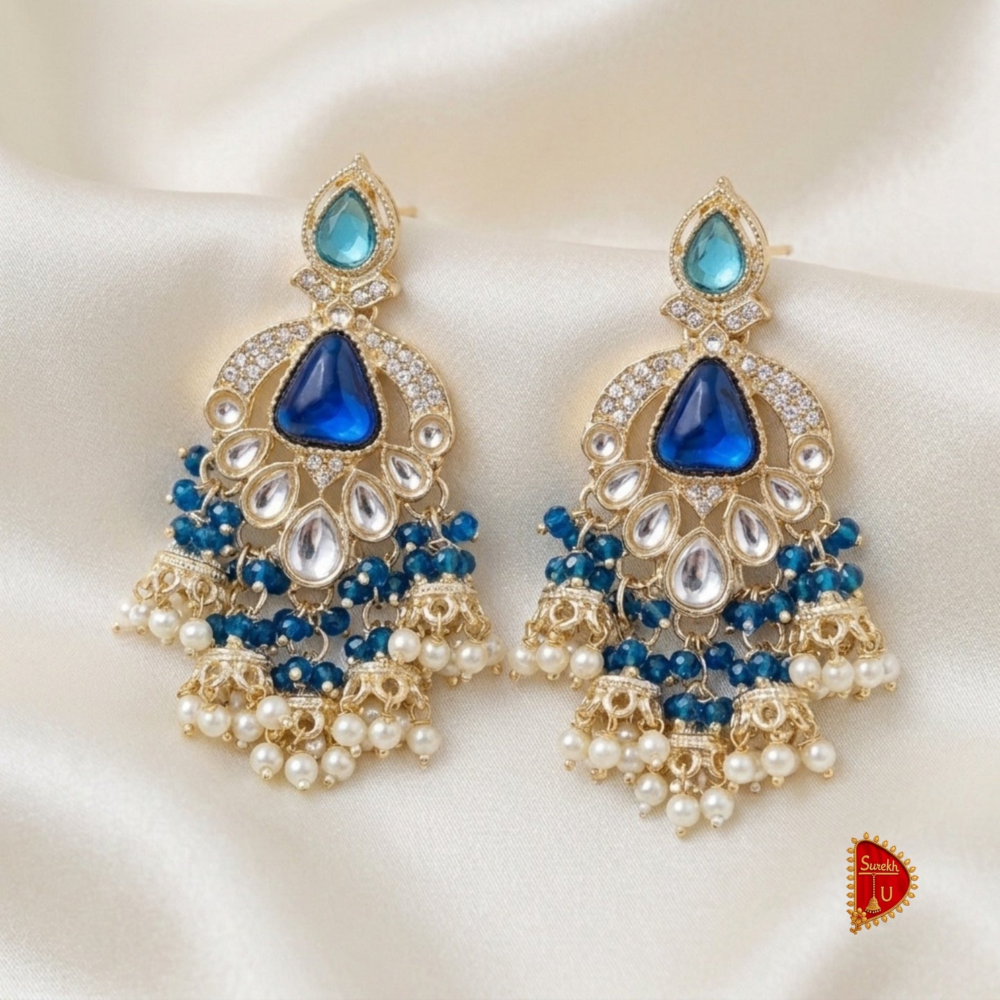 Royal Blue Chandbali Jhumki