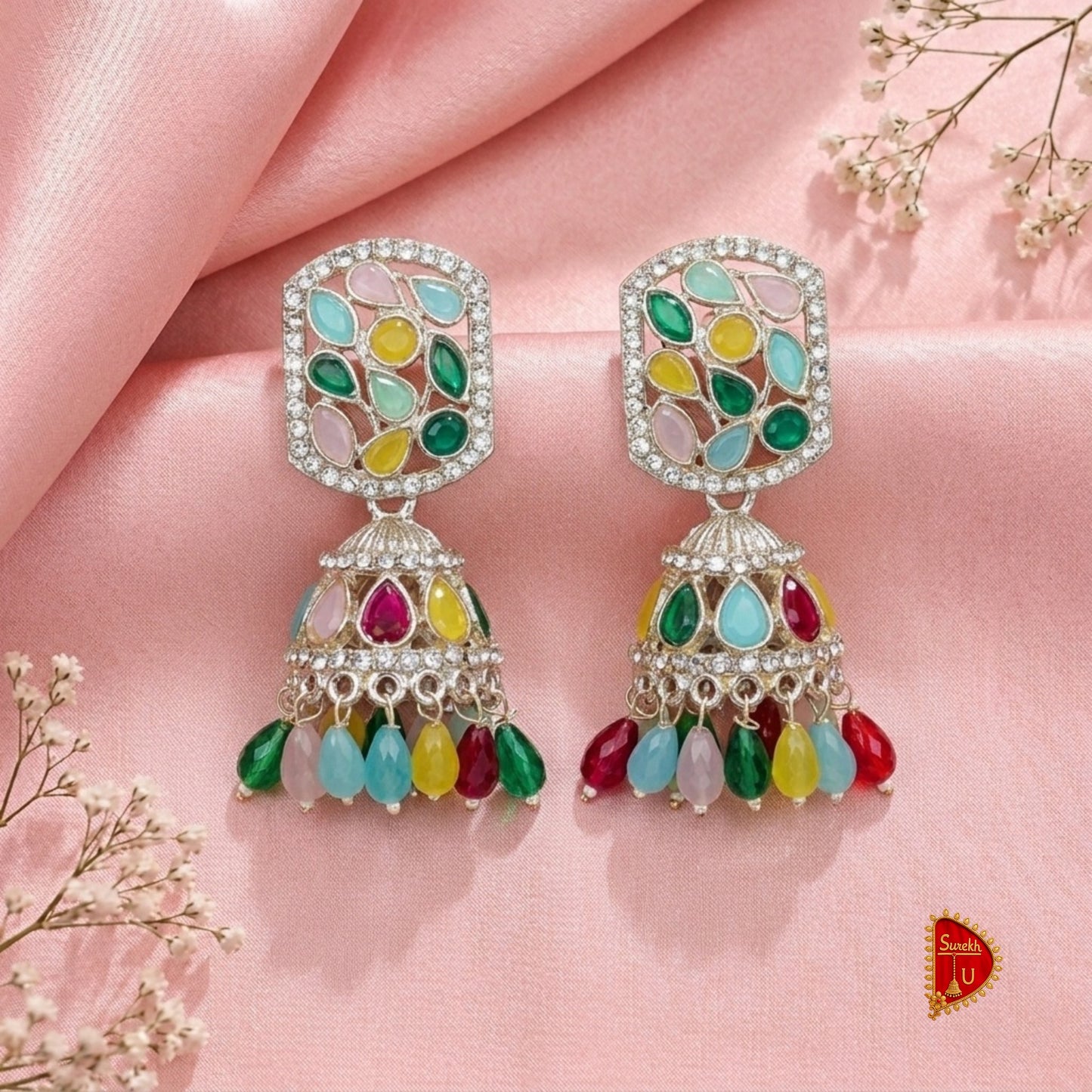 Multicoloured Pastel Recto Jhumki