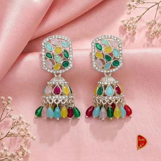 Multicoloured Pastel Recto Jhumki
