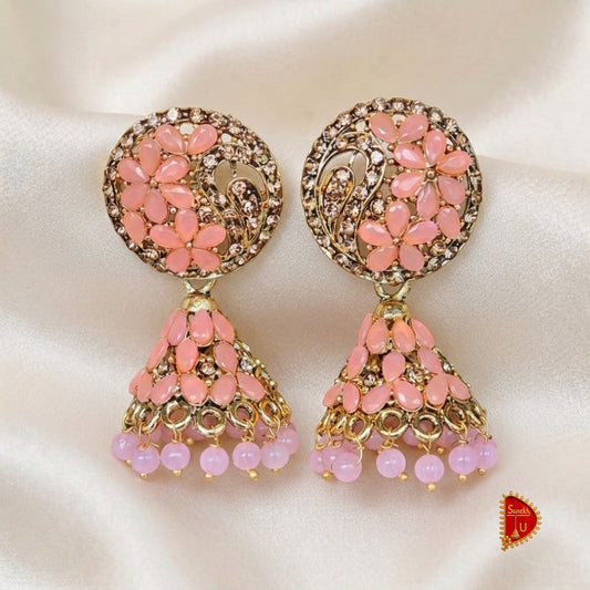 Baby Pink Floral Jhumki